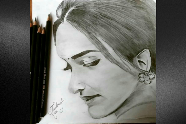Pencil portrait of a girl
